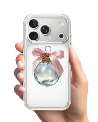 Etui do iPhone 17 Pro przeźroczyste, silikonowe Flexi, Przytulne święta, Kryształowa bombka