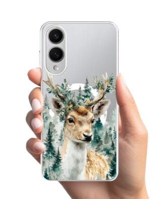 Etui do Samsung Galaxy S25 Edge z MagSafe przeźroczyste, silikonowe Flexi, Przytulne święta, Leśny jelonek