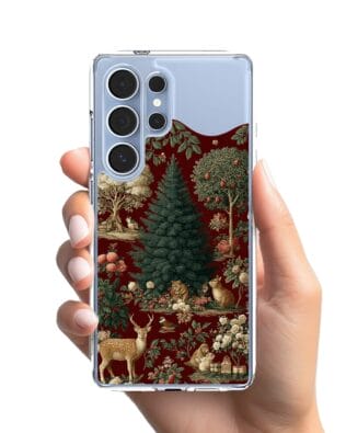 Etui do Samsung Galaxy S25 Ultra z MagSafe przeźroczyste, silikonowe Flexi, Zimowa magia, świąteczny las