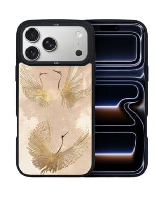 Etui do iPhone 17 Pro Max IBIZU DropGuard Matt z MagSafe, Boho, Złote żurawie
