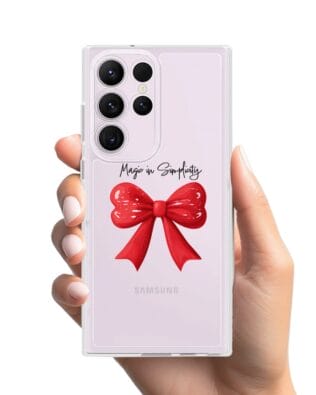 Etui do Samsung Galaxy S23 Ultra przeźroczyste, silikonowe Flexi, Przytulne święta, Czerwona kokarda