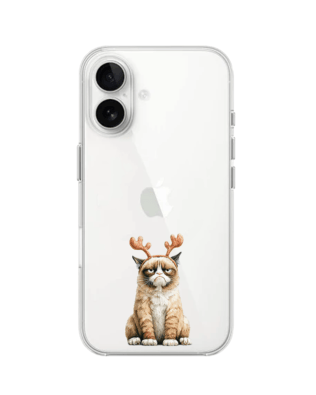 Etui do iPhone 16 Plus przeźroczyste, silikonowe Flexi, Przytulne święta, Kot który nie chciał być reniferem