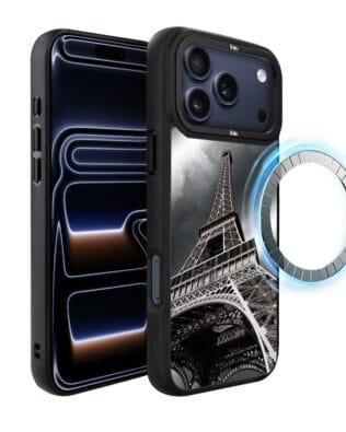 Etui do iPhone 17 Pro IBIZU DropGuard Matt z MagSafe, Noir City, Wieża Eiffla
