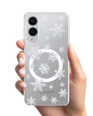 Etui do Samsung Galaxy S25 Edge z MagSafe przeźroczyste, silikonowe Flexi, Zimowa magia, Delikatne płatki śniegu