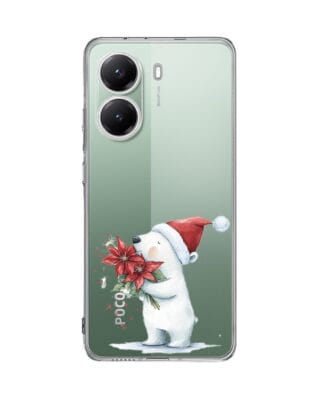 Etui do Xiaomi POCO X7 Pro przeźroczyste, silikonowe Flexi, Przytulne święta, Miś świąteczny