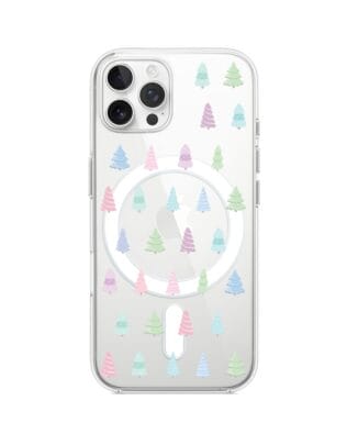 Etui do iPhone 12 Pro z MagSafe przeźroczyste, silikonowe Flexi, Pastelowe choinki