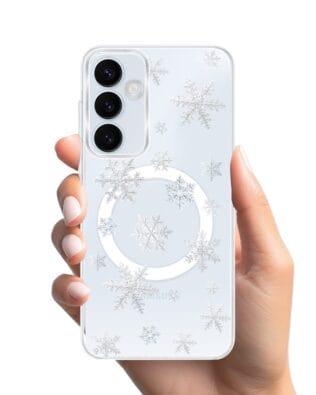 Etui do Samsung Galaxy A55 5G z MagSafe przeźroczyste, silikonowe Flexi, Zimowa magia, Delikatne płatki śniegu