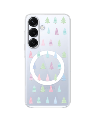 Etui do Samsung Galaxy S25 Plus z MagSafe przeźroczyste, silikonowe Flexi, Pastelowe choinki