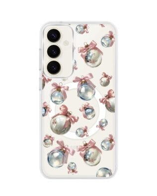 Etui do Samsung Galaxy S23 Plus z MagSafe przeźroczyste, silikonowe Flexi, Przytulne święta, Pastelowe bombki