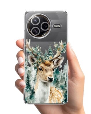 Etui do Xiaomi POCO F7 Ultra przeźroczyste, silikonowe Flexi, Przytulne święta, Leśny jelonek