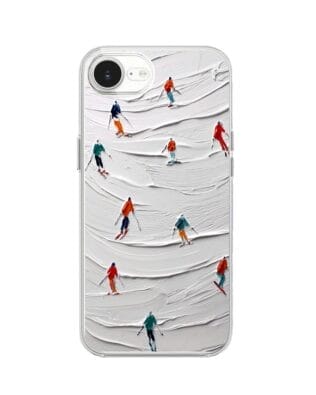 Etui do iPhone 16e przeźroczyste, silikonowe Flexi, Zimowa magia, Narciarski obraz