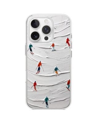 Etui do iPhone 16 Pro Max przeźroczyste, silikonowe Flexi, Zimowa magia, Narciarski obraz