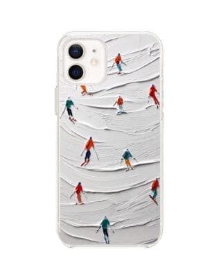 Etui do iPhone 12 Mini przeźroczyste, silikonowe Flexi, Zimowa magia, Narciarski obraz