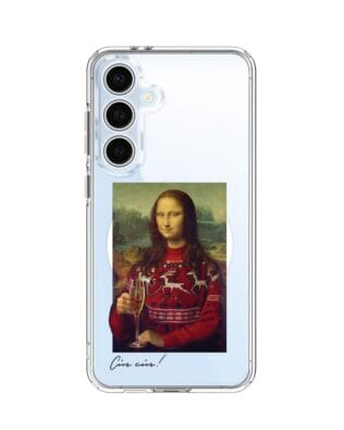 Etui do Samsung Galaxy S24 FE z MagSafe przeźroczyste, silikonowe Flexi, Mona Lisa z szampanem