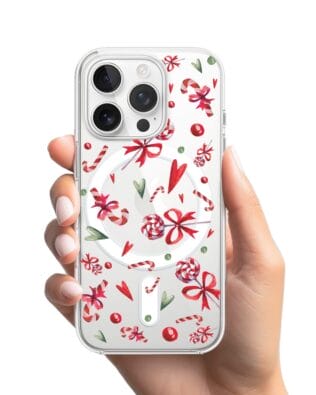 Etui do iPhone 13 Pro z MagSafe przeźroczyste, silikonowe Flexi, Cukierki świąteczne