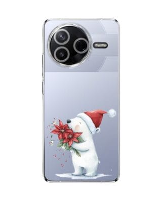 Etui do Xiaomi POCO F7 Pro przeźroczyste, silikonowe Flexi, Przytulne święta, Miś świąteczny