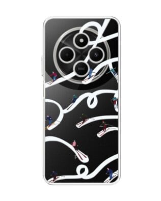 Etui do Xiaomi POCO C75 przeźroczyste, silikonowe Flexi, Zimowa magia, Narciarskie wiraże