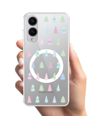 Etui do Samsung Galaxy S25 Edge z MagSafe przeźroczyste, silikonowe Flexi, Pastelowe choinki