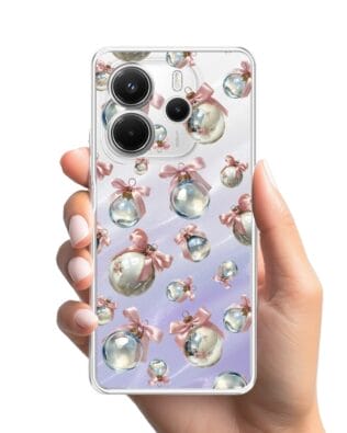 Etui do Xiaomi Redmi Note 14 5G przeźroczyste, silikonowe Flexi, Przytulne święta, Pastelowe bombki