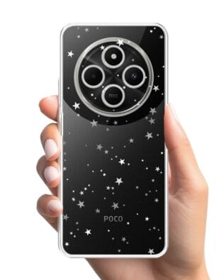 Etui do Xiaomi POCO C75 przeźroczyste, silikonowe Flexi, Zimowa magia, Szampańskie gwiazdki