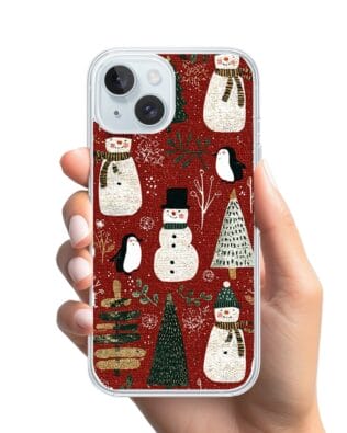 Etui do iPhone 15 przeźroczyste, silikonowe Flexi, Przytulne święta, Rustykalna świąteczna kraina