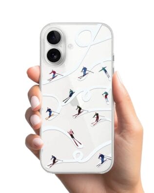 Etui do iPhone 16 przeźroczyste, silikonowe Flexi, Zimowa magia, Narciarskie wiraże