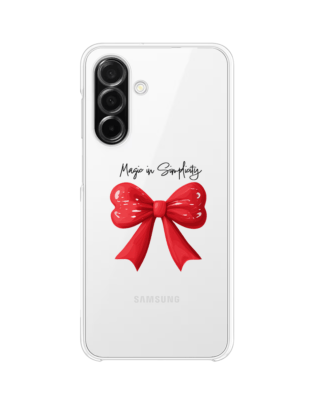 Etui do Samsung Galaxy A26 5G przeźroczyste, silikonowe Flexi, Przytulne święta, Czerwona kokarda