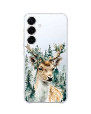 Etui do Samsung Galaxy S25 Plus przeźroczyste, silikonowe Flexi, Przytulne święta, Leśny jelonek