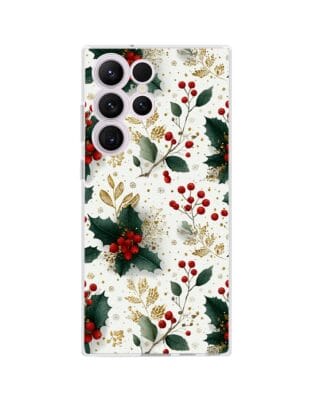 Etui do Samsung Galaxy S23 Ultra przeźroczyste, silikonowe Flexi, Przytulne święta, Ozdoby świąteczne