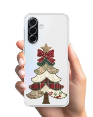 Etui do Samsung Galaxy A36 5G przeźroczyste, silikonowe Flexi, Przytulne święta, Kraciasta choinka