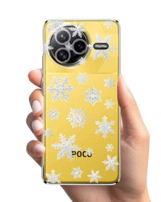 Etui do Xiaomi POCO F7 Ultra przeźroczyste, silikonowe Flexi, Zimowa magia, Delikatne płatki śniegu