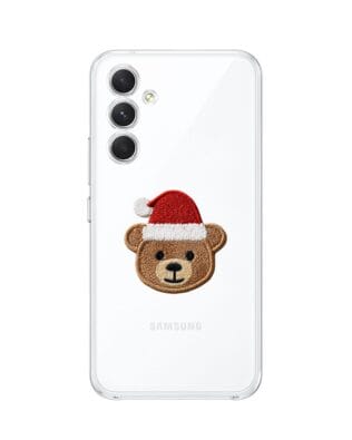 Etui do Samsung Galaxy A54 5G przeźroczyste, silikonowe Flexi, Przytulne święta, Miś mikołajek