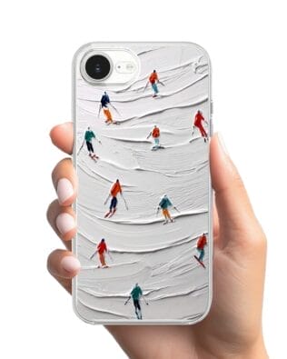 Etui do iPhone 16e z MagSafe przeźroczyste, silikonowe Flexi, Zimowa magia, Narciarski obraz