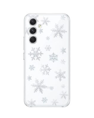 Etui do Samsung Galaxy A54 5G przeźroczyste, silikonowe Flexi, Zimowa magia, Delikatne płatki śniegu
