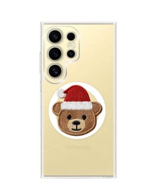 Etui do Samsung Galaxy S24 Ultra z MagSafe przeźroczyste, silikonowe Flexi, Przytulne święta, Miś mikołajek