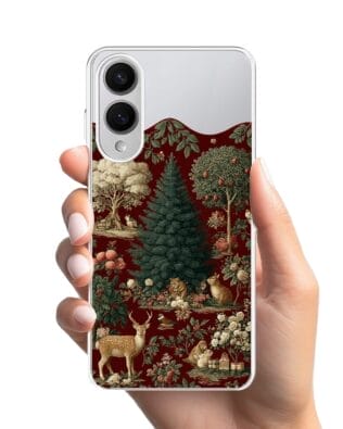 Etui do Samsung Galaxy S25 Edge z MagSafe przeźroczyste, silikonowe Flexi, Zimowa magia, świąteczny las