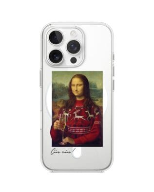 Etui do iPhone 14 Pro Max z MagSafe przeźroczyste, silikonowe Flexi, Mona Lisa z szampanem