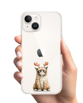 Etui do iPhone 13 Mini przeźroczyste, silikonowe Flexi, Przytulne święta, Kot który nie chciał być reniferem