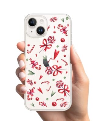 Etui do iPhone 13 przeźroczyste, silikonowe Flexi, Cukierki świąteczne