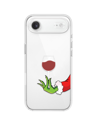 Etui do iPhone Air przeźroczyste, silikonowe Flexi, Zielony psotnik z lampką wina