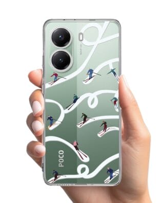 Etui do Xiaomi POCO X7 Pro przeźroczyste, silikonowe Flexi, Zimowa magia, Narciarskie wiraże