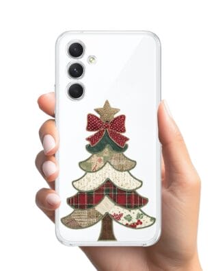 Etui do Samsung Galaxy A54 5G przeźroczyste, silikonowe Flexi, Przytulne święta, Kraciasta choinka