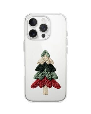Etui do iPhone 14 Pro przeźroczyste, silikonowe Flexi, Przytulne święta, Dziana choinka