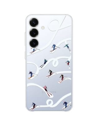 Etui do Samsung Galaxy S25 przeźroczyste, silikonowe Flexi, Zimowa magia, Narciarskie wiraże