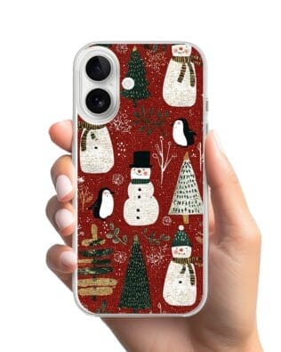 Etui do iPhone 16 przeźroczyste, silikonowe Flexi, Przytulne święta, Rustykalna świąteczna kraina