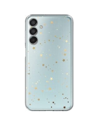 Etui do Samsung Galaxy M15 5G przeźroczyste, silikonowe Flexi, Zimowa magia, Złote gwiazdki
