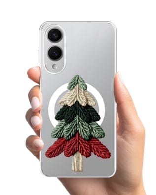 Etui do Samsung Galaxy S25 Edge z MagSafe przeźroczyste, silikonowe Flexi, Przytulne święta, Dziana choinka