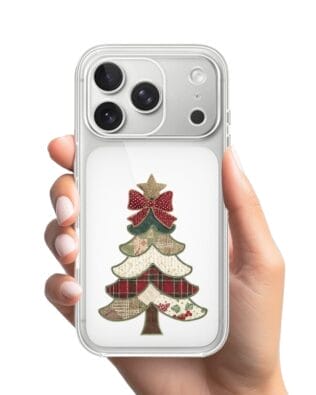 Etui do iPhone 17 Pro Max przeźroczyste, silikonowe Flexi, Przytulne święta, Kraciasta choinka