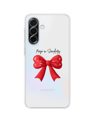 Etui do Samsung Galaxy A36 5G przeźroczyste, silikonowe Flexi, Przytulne święta, Czerwona kokarda