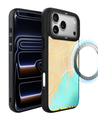 Etui do iPhone 17 Pro IBIZU DropGuard Matt z MagSafe, mapy świata, Barcelona